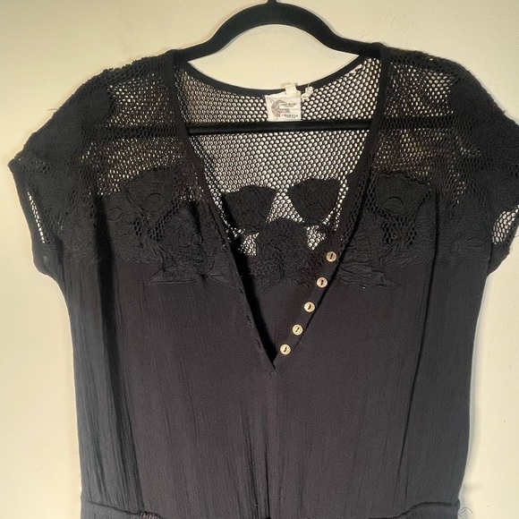 Anthropologie Crinkle Gauze Jumpsuit with Floral Appliqué and Mesh by Lilka
XS - Picture 6 of 16